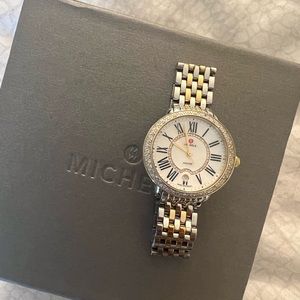 Michele watch. Two toned with diamonds. Worn 3x. Perfect condition
